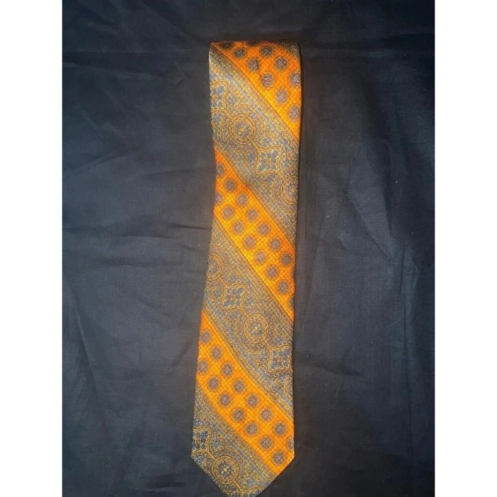 Vintage Robert Talbott Silk Tie Nordstrom Orange Gold Paisley Men's Tie